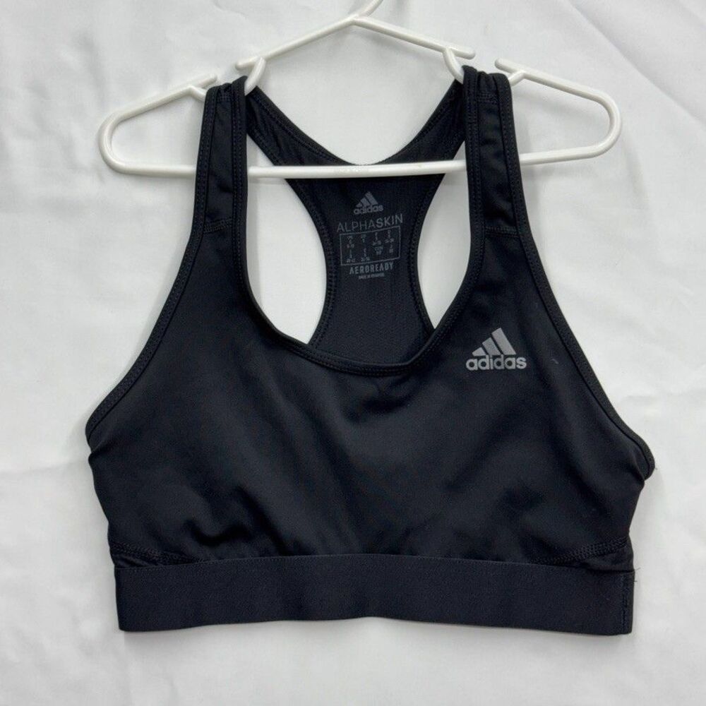 Adidas Womens Small Black AlphaSkin Aeroready Racerback Sports Bra Activewear